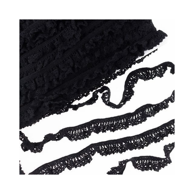 Elastic Crochet Lace Ruffle - 15mm - Black Col. 530
