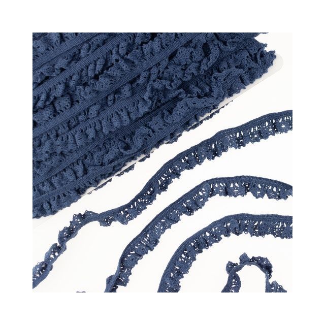 Elastic Crochet Lace Ruffle - 15mm - Dark Denim Blue Col. 531