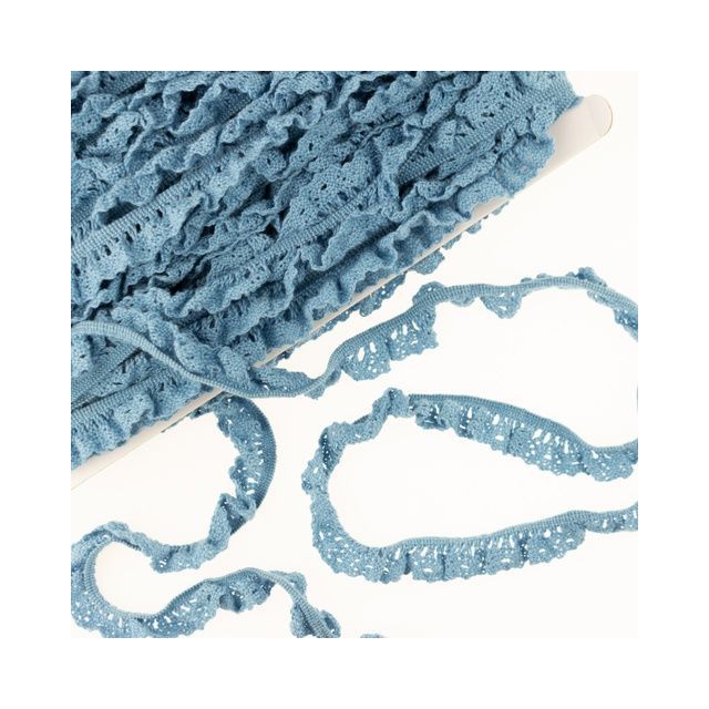 Elastic Crochet Lace Ruffle - 15mm - Sky Blue Col. 533