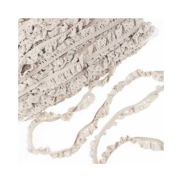 Elastic Crochet Lace Ruffle - 15mm - Pebble Col. 536