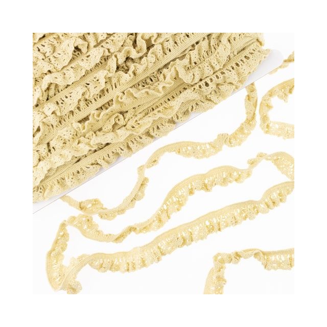 Elastic Crochet Lace Ruffle - 15mm - Washed Yellow Col. 539