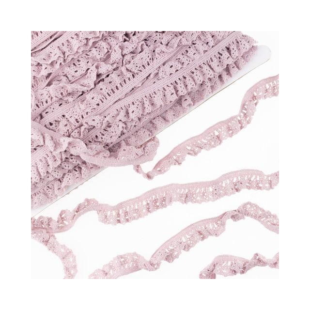 Elastic Crochet Lace Ruffle - 15mm - Light Dusted Rose Col. 544