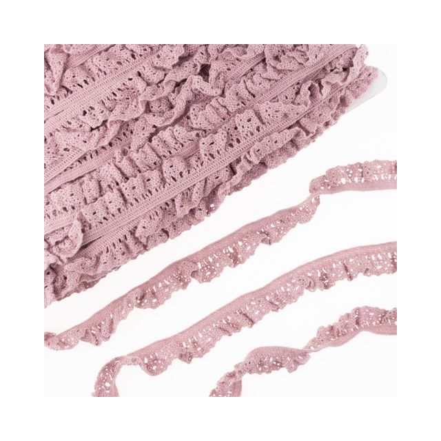 Elastic Crochet Lace Ruffle - 15mm - Blused Rose Col. 545