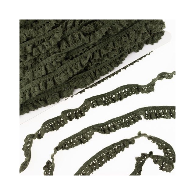 Elastic Crochet Lace Ruffle - 15mm - Forest Green Col. 546