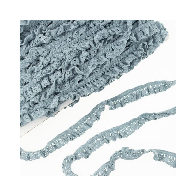 Elastic Crochet Lace Ruffle - 15mm - Vintage Blue Col. 548