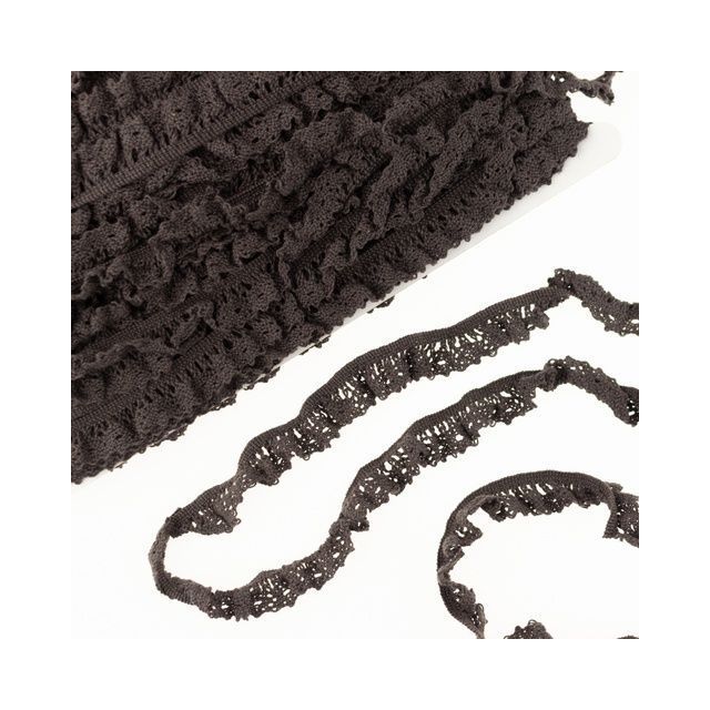 Elastic Crochet Lace Ruffle - 15mm - Mocha Col. 550