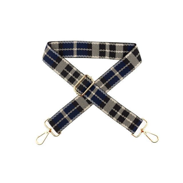 Premade Strapping  with hardware - 40mm -  Navy Check/ Gold Hardware