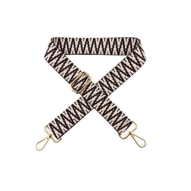 Premade Strapping  with hardware - 40mm -  Dark Brown on Ivory ZigZag / Gold Hardware