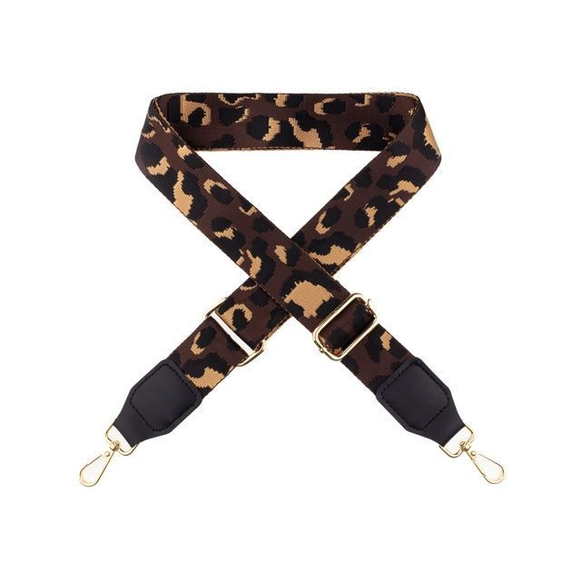 Premade Strapping  with hardware - 40mm -  Brown Leopard with Faux Leather Accent / Gold Hardware