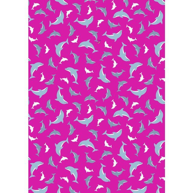 Ocean Glow by Lewis and Irene - Dolphins on pink with glow in the dark elements - 100% Cotton (Per 1/2m)