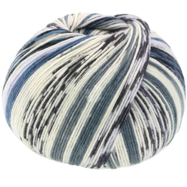 About Berlin Meilenweit 6-ply Cashmere  - Virgin Wool/Polyamide/Cashmere  - Grey / Blue col.557 150g Skein by Lana Grossa