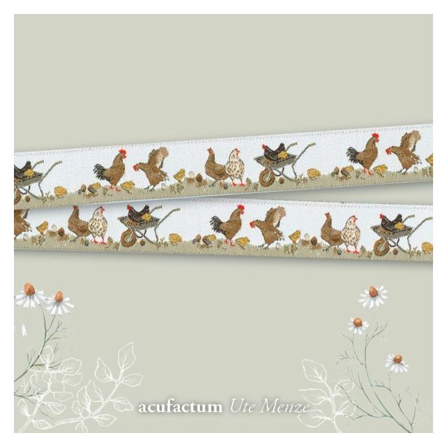 Woven Ribbon - Cickens by Acufactum - 16mm