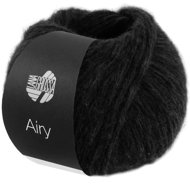 Airy Cotton Alpaca Chainette Yarn Black Col. 010 - 50g by Lana Grossa 