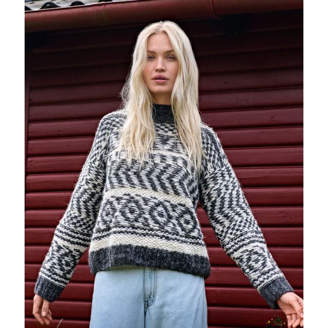 Norwegian Sweater AIRY Size 44/46 -  Knitting Pattern + Yarn Bundle by LANA GROSSA (Nordic Knits 3 Design 3)