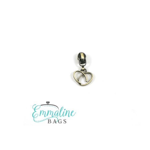 Heart Emmaline Zipper Pulls (10-pack) - Size #3 -  Antique Brass