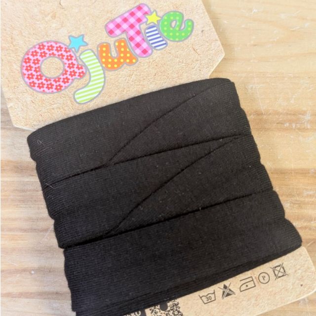 Jersey Bias Tape - Black - 10mm x 3m