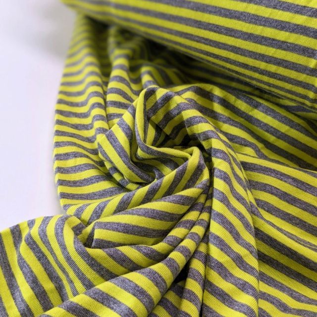 Lime and Grey Stripes - Bamboo Jersey