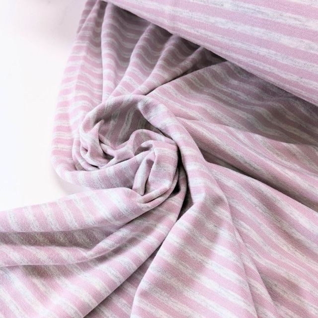 Light Pink and Grey Stripes - Bamboo Jersey