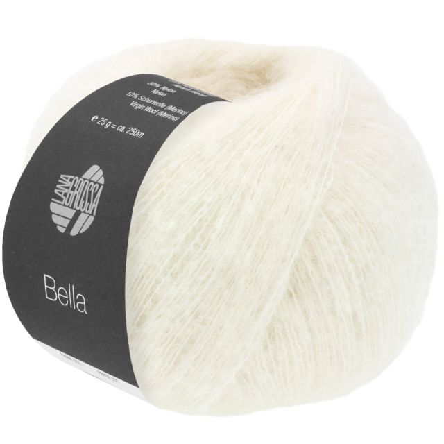 Bella Brushed plied cotton/baby alpaca blend yarn - 25g Col.01 White by Lana Grossa