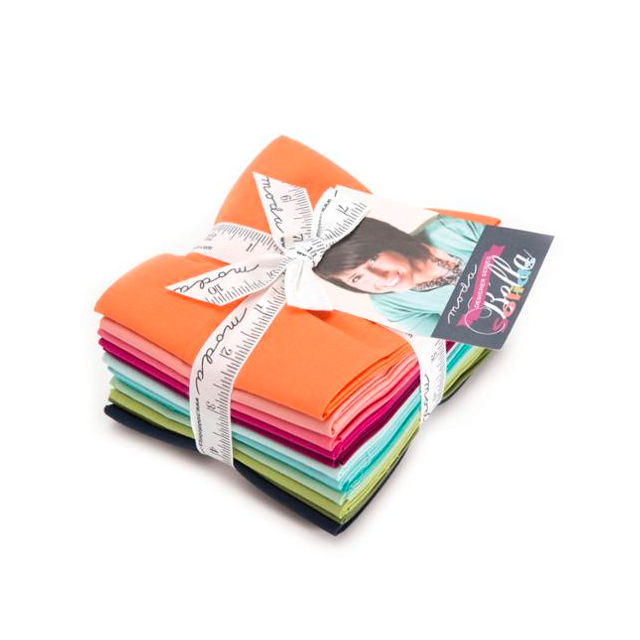100% Cotton - "V and Co." Bella Solids Fat Quarter Bundle by Moda Fabric (12pcs)