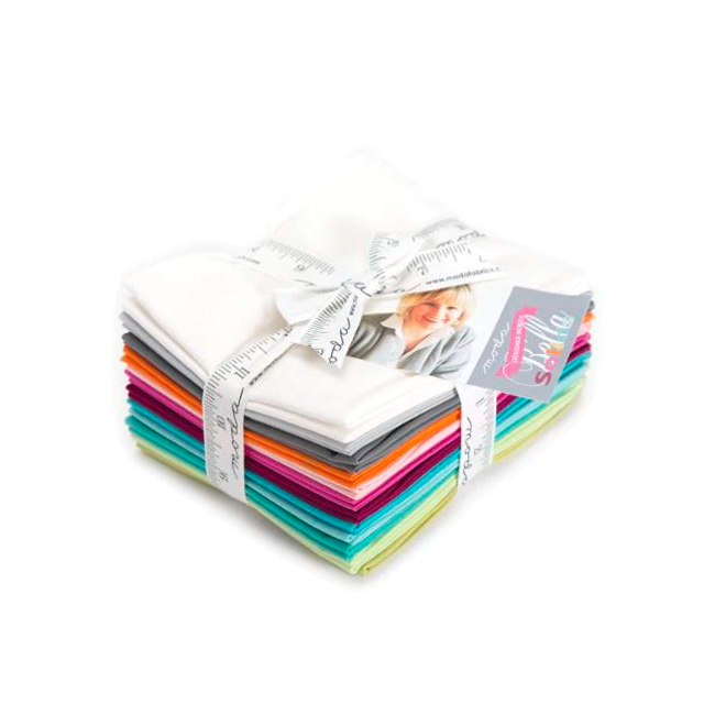 100% Cotton - "Zen Chic" Bella Solids Fat Quarter Bundle by Moda Fabric (12pcs)