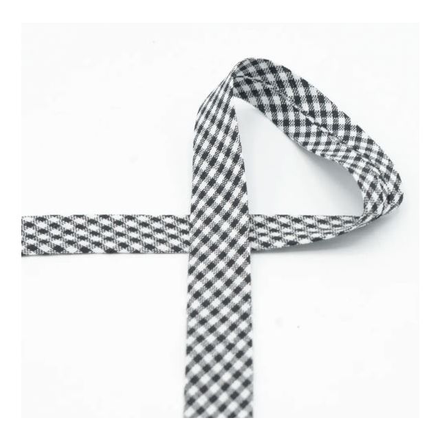 Cotton Bias Tape 20mm "Gingham" - Black Col. 069