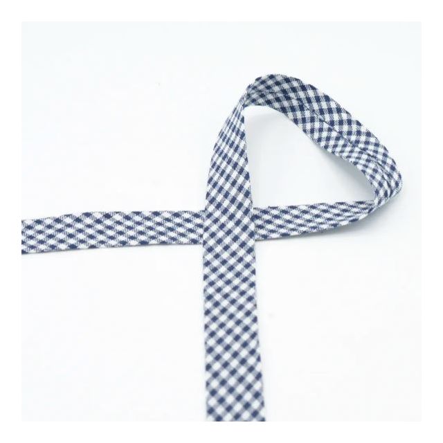 Cotton Bias Tape 20mm "Gingham" - Navy Blue Col. 008