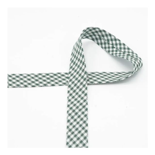 Cotton Bias Tape 20mm "Gingham" - Bottle Green Col. 028