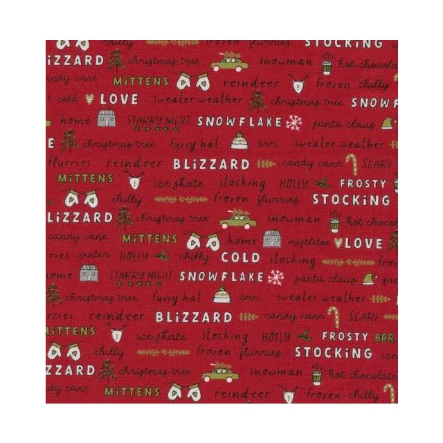 100% Cotton - Blizzard by Sweetwater - Christmas Red Words