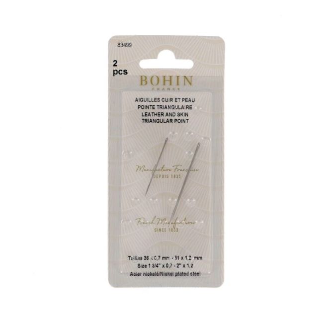 BOHIN - Leather Glover Needles with Triangular Points, Size 1 3/4" x 0.7" & 2" x 1.2"