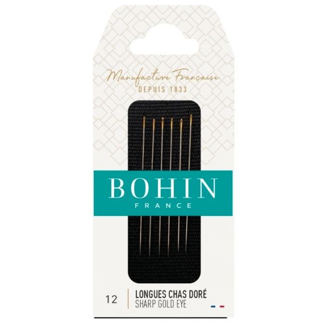 BOHIN -Sharp Gold Eye Needles for fine repairs, Size No. 12 x 6 pc.