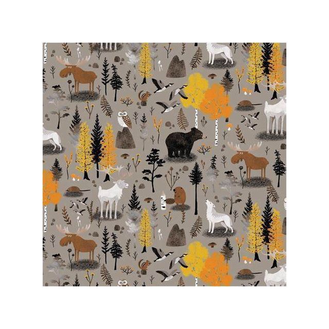 Boreal Forest on Grey - Quilting Cotton - Camelot Fabrics