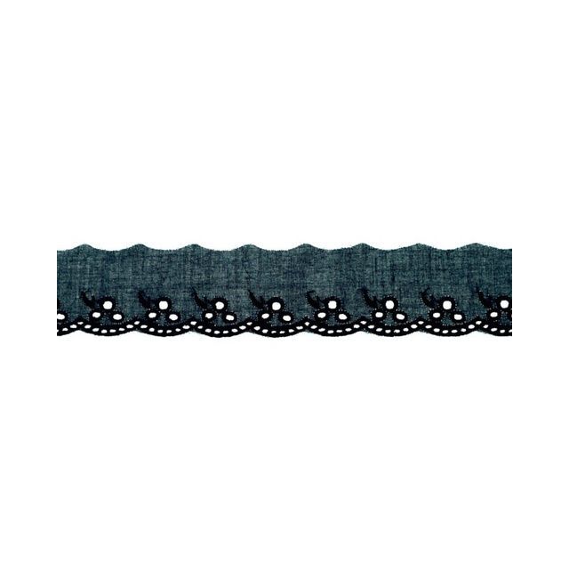 Cotton Eyelet Lace Trim - Dark Blue 42 mm