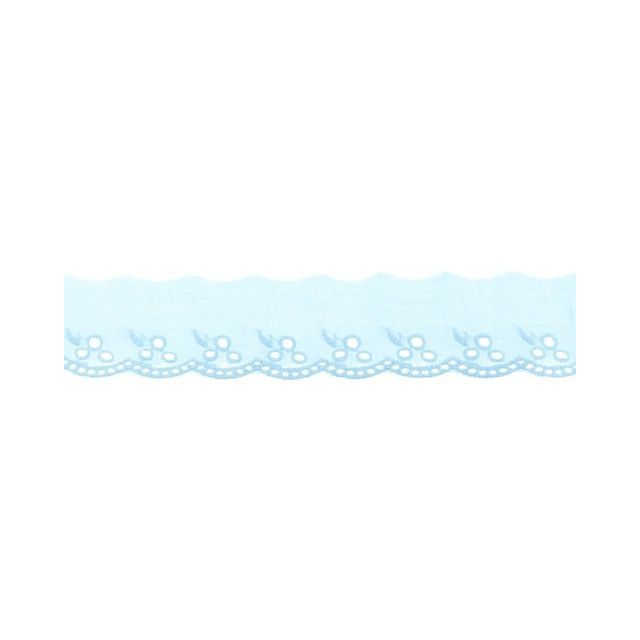 Cotton Eyelet Lace Trim - Light Blue 42 mm