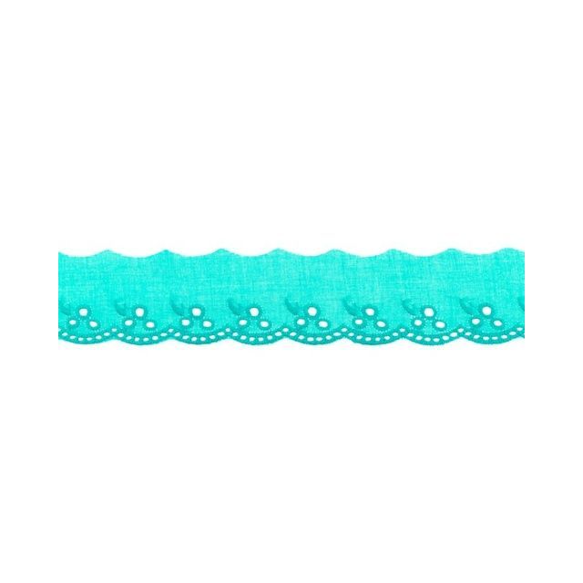 Cotton Eyelet Lace Trim -Petrol 42 mm