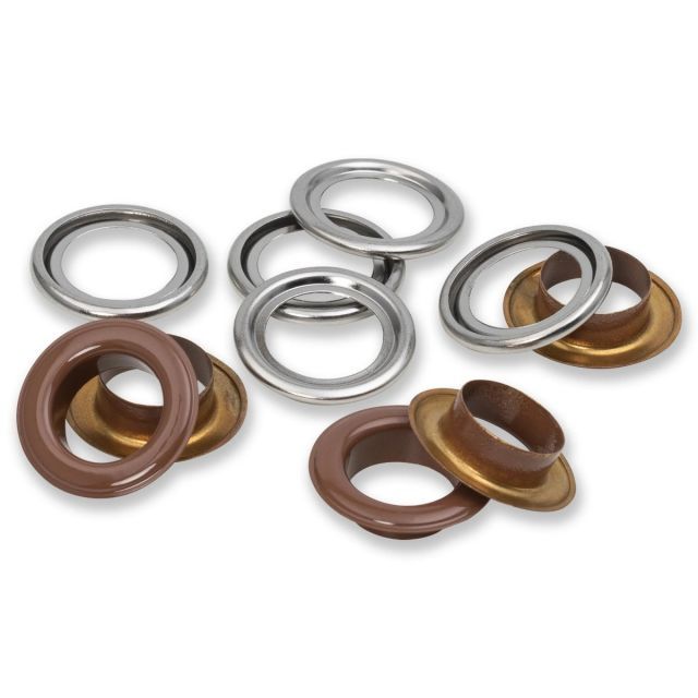 Prym - Brown / Silver Eyelet with Washer - 14mm (pack of 15)