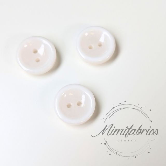 15 mm Plastic Button - Concave Round Button White - 2 Holes - 1pcs