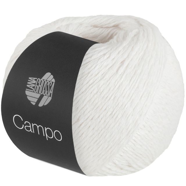 CAMPO Cotton/Viscose/Linen Yarn  - White Col.01 - 50g Skein by Lana Grossa