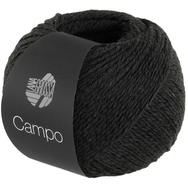 CAMPO Cotton/Viscose/Linen Yarn  - Black Col.24 - 50g Skein by Lana Grossa