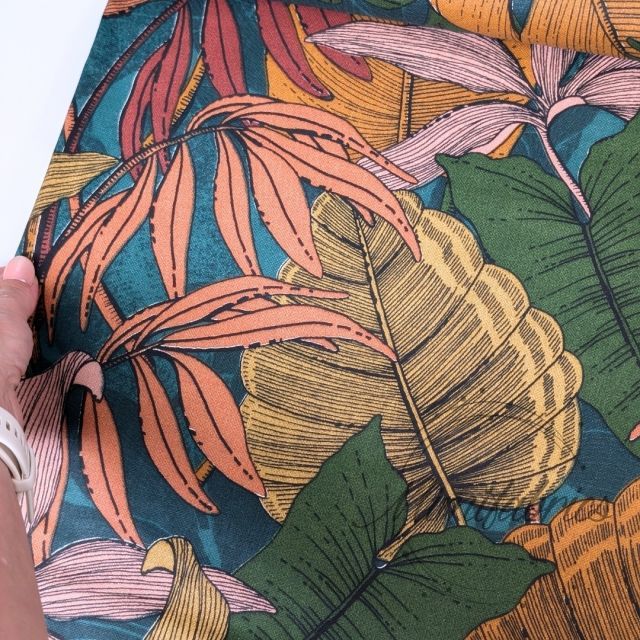 Botanical Print on Dark Background - Cotton Canvas