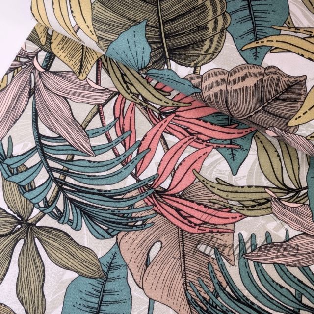 Botanical Print on Light Background - Cotton Canvas