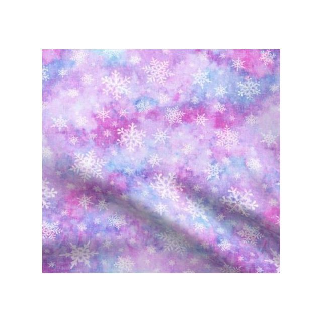 French Terry - Purple Galaxy Snowflakes by Rebecca Reck
