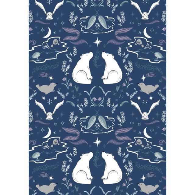 100% Cotton - Arctic Adventure by Lewis and Irene - True North on Midnight Blue