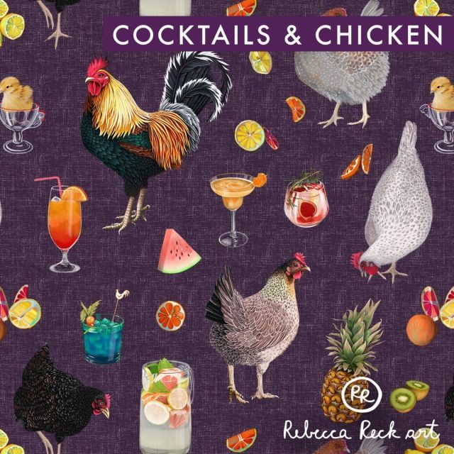 Cotton Woven - Cocktails & Chickens By Rebecca Reck