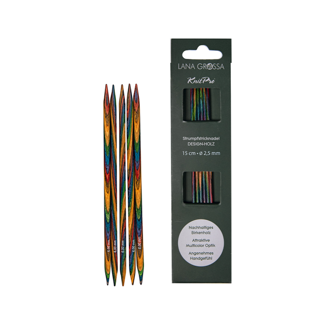 Double Pointed Knitting Needle - Colored Birch Wood - 4.0mm/15cm by Lana Grossa