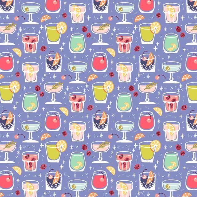 100% Cotton - Cocktail Hour Grab A Pal Fabric - Colors & Cravings by Rebecca Smith