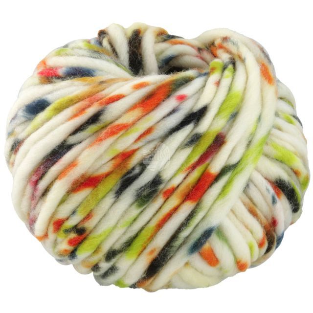 Confetti - Merino Wool White/Lime/Orange/Blue Col. 202- 100g Skein by Lana Grossa
