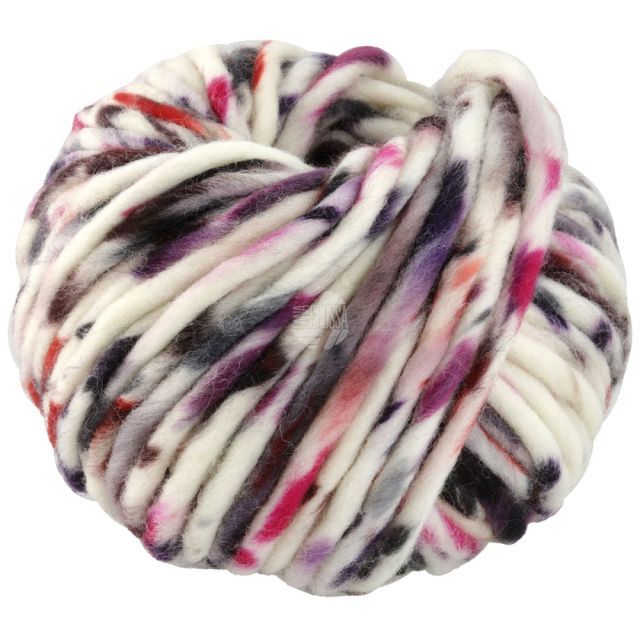 Confetti - Merino Wool White/Black/Purple/Pink Col. 205- 100g Skein by Lana Grossa