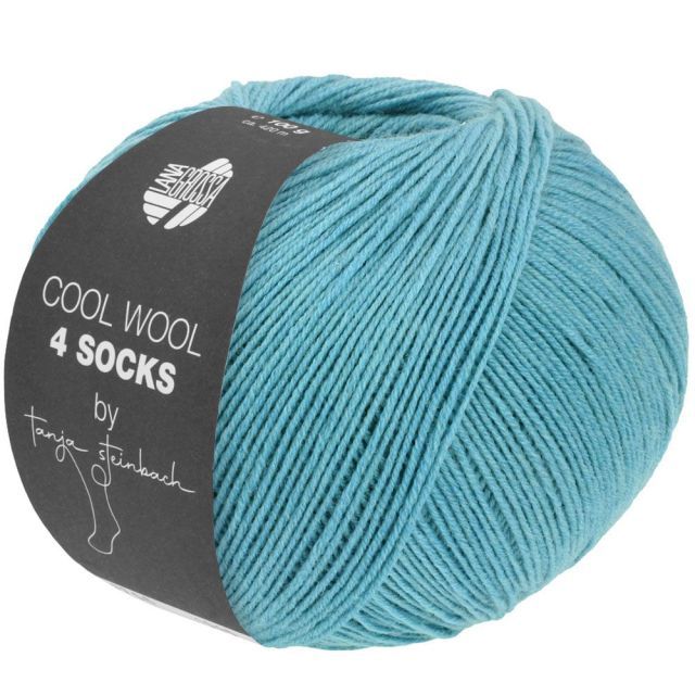 Cool Wool 4 Socks Solid - Turquoise Col. 7703 - 100g Skein 4ply Merino Sock Yarn by Lana Grossa