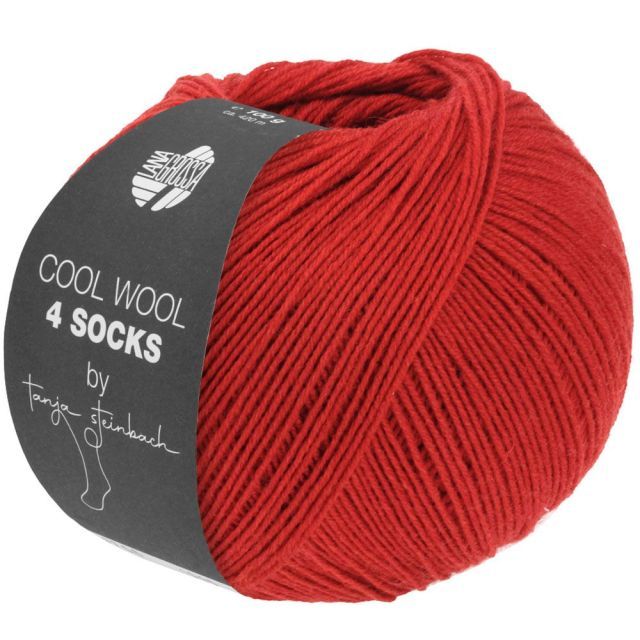 Cool Wool 4 Socks Solid - Dark Red Col. 7715 - 100g Skein 4ply Merino Sock Yarn by Lana Grossa
